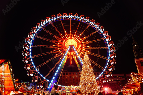 Ferris Wheel Christmas Tree Night Christmas Market Town Hall Berlin