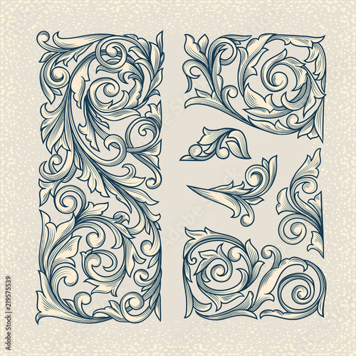 Vintage floral design elements