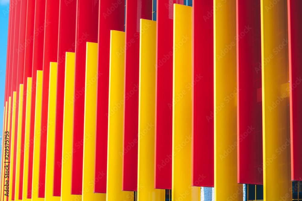 Red and yellow stripes on the sky background Red and yellow stripes on the sky background