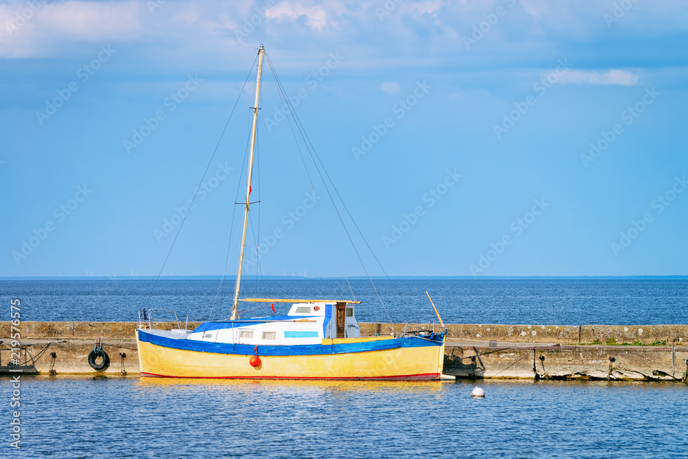 Ship in Nida resort on Baltic Sea at Curonian Spit Ship in Nida resort on Baltic Sea at Curonian Spit