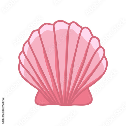 Cute pink sea shell. Hand drawn illustration vector.