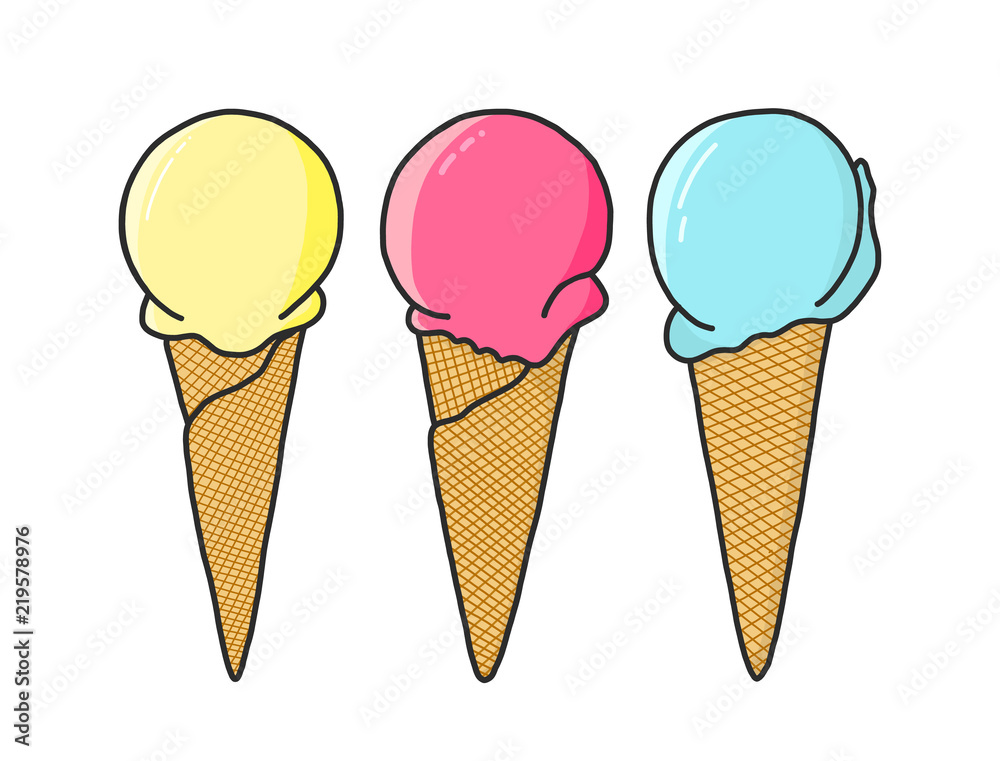Ice cream set. Cute hand drawn illustration vector. Ice cream set. Cute hand drawn illustration vector.
