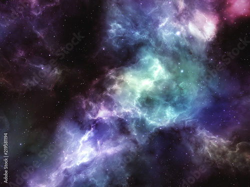 Fototapeta Naklejka Na Ścianę i Meble -  Colorful nebula clouds with glowing stars in deep space