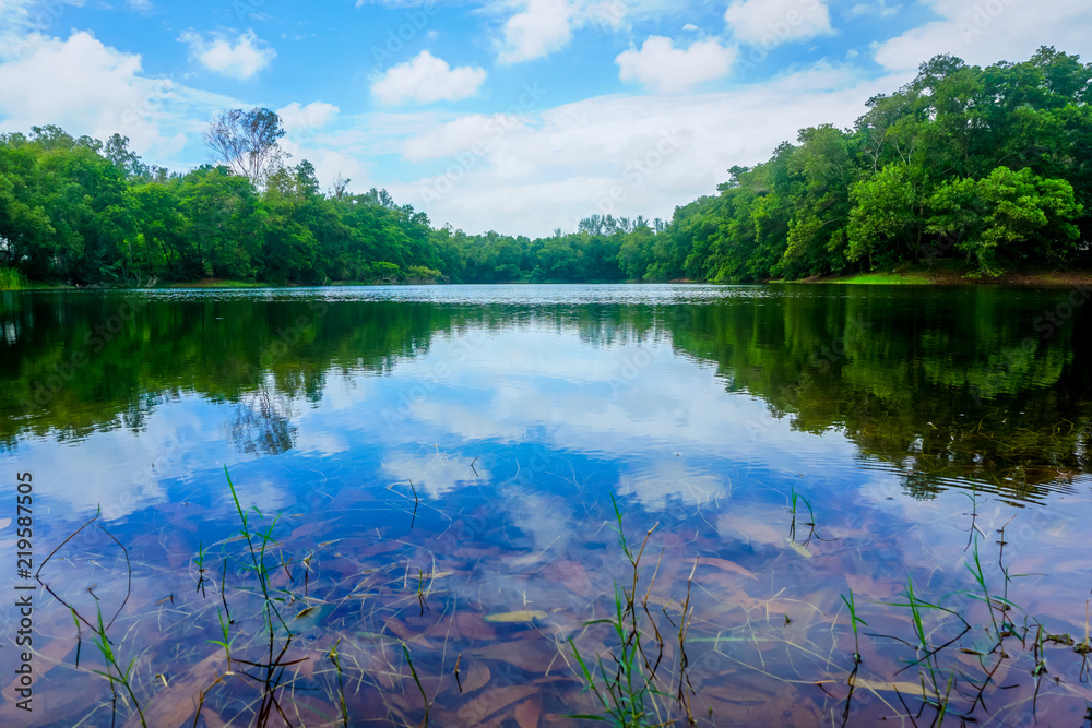 Fototapeta premium Clear Blue sky river reflection landscape