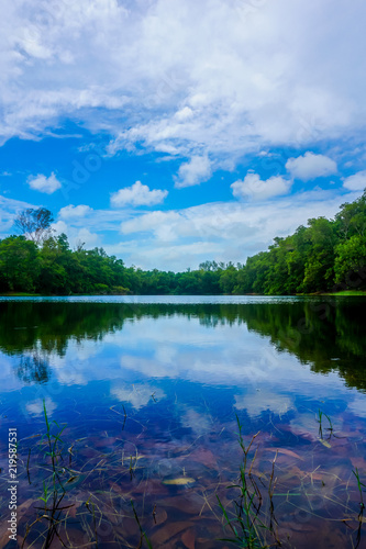 Clear Blue sky river reflection landscape