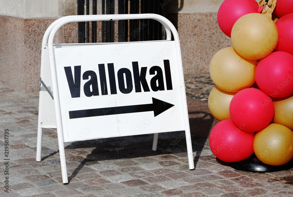 Skylt till vallokal