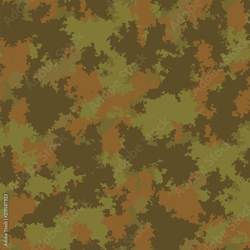 Fashion camo khaki woodland classic color forest swamp  woods quagmire  seamless pattern. Vector seamless pattern camouflage design. Moss woodland seamless vector camo. Camouflage fabric pattern.
