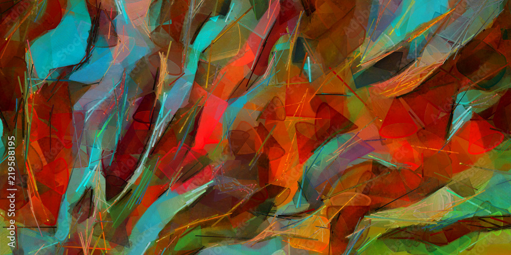 Hand drawing wall poster print. Abstract art. Oil painting