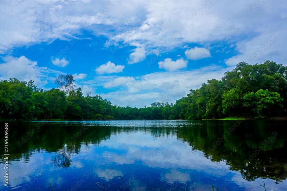 Fototapeta premium Clear Blue sky river reflection landscape