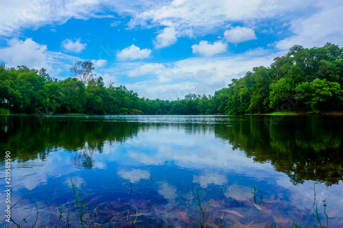 Clear Blue sky river reflection landscape