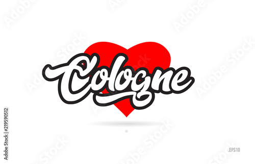 cologne city design typography with red heart icon logo