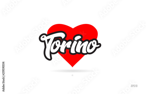 torino city design typography with red heart icon logo