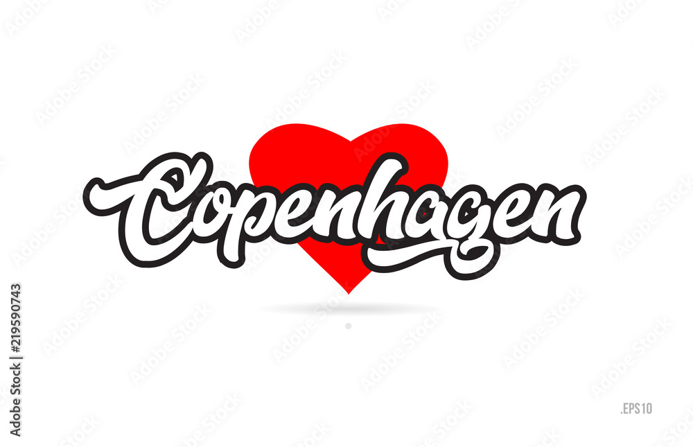 copenhagen city design typography with red heart icon logo