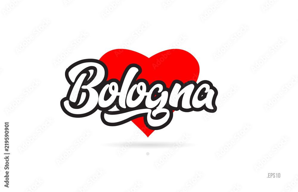 bologna city design typography with red heart icon logo