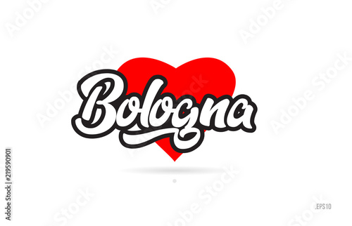 bologna city design typography with red heart icon logo