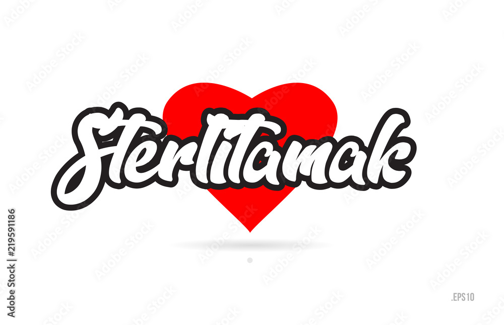 sterlitamak city design typography with red heart icon logo