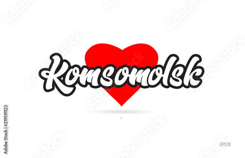 komsomolsk city design typography with red heart icon logo photo