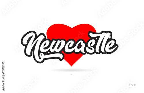 newcastle city design typography with red heart icon logo