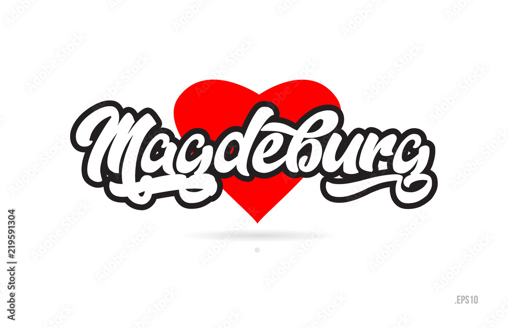 magdeburg city design typography with red heart icon logo magdeburg city design typography with red heart icon logo