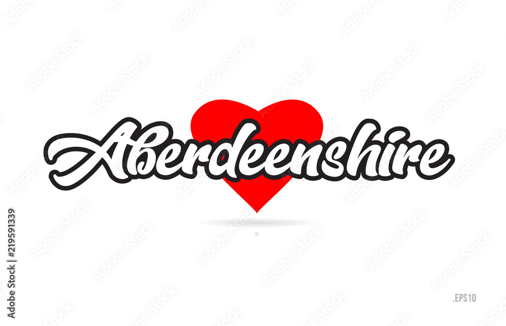 aberdeenshire city design typography with red heart icon logo