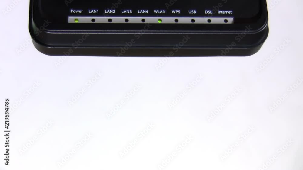 Set of internet router/modem lights blinking while establishing connection with ISP, internet service provider. Copy space Set of internet router/modem lights blinking while establishing connection with ISP, internet service provider. Copy space