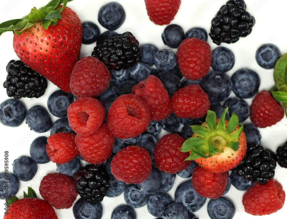 fresh mix berries on a white back ground fresh mix berries on a white back ground