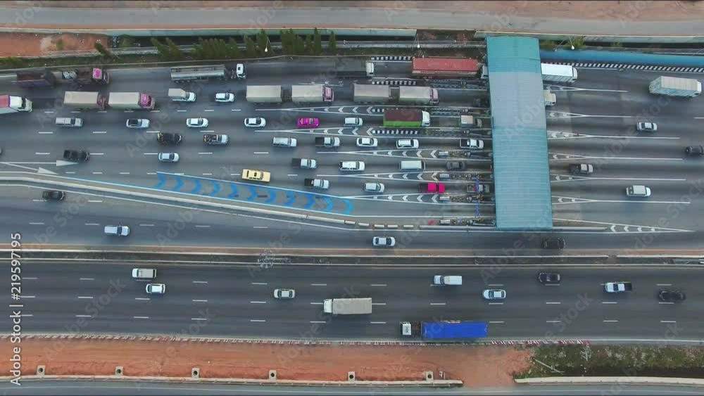 aerial view of traffic in express way aerial view of traffic in express way