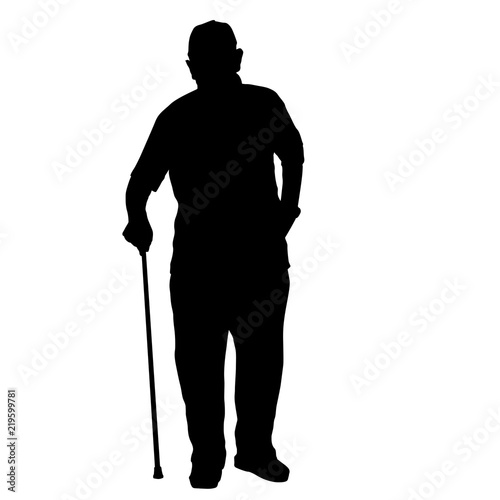 Old man silhouette with stick