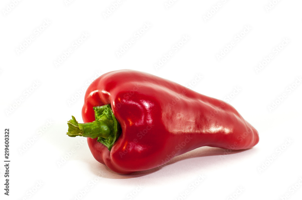 concept of healthy eating, fresh organic red capsicum isolaed on white background, food ingredients: fresh and delicious, sweet red kapia peppers