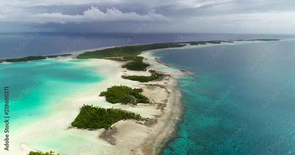 atoll in aerial view, French Polynesia atoll in aerial view, French Polynesia