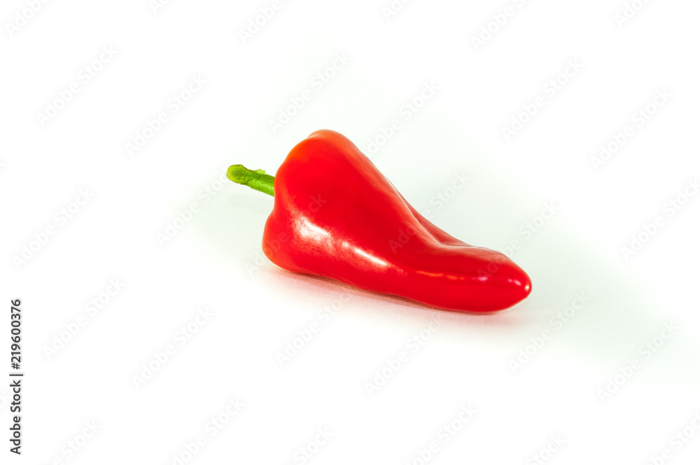 concept of healthy eating, fresh organic red capsicum isolaed on white background, food ingredients: fresh and delicious, sweet red kapia peppers