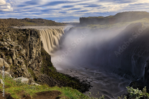 Dettifoss Waterfall feeding powerful river  Iceland
