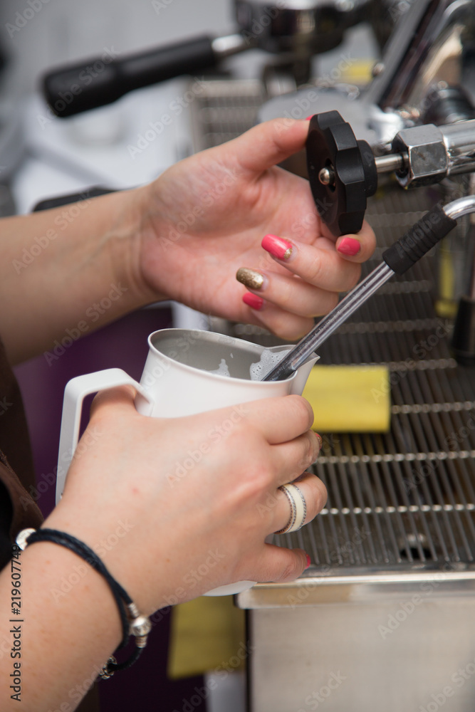 Espresso machine, making coffee