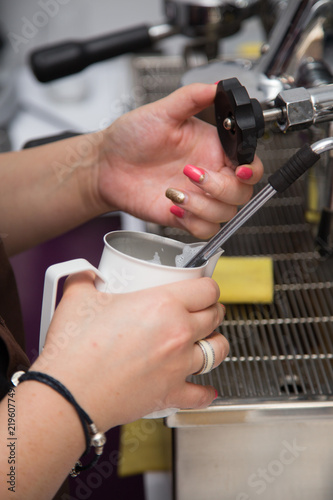 Espresso machine  making coffee