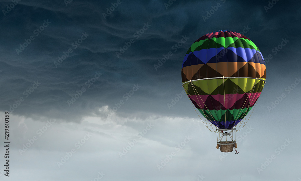 Obraz premium Air balloon in sky. Mixed media