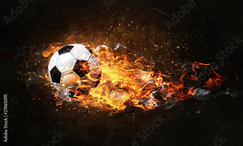 Naklejka Piłka nożna w ogniu