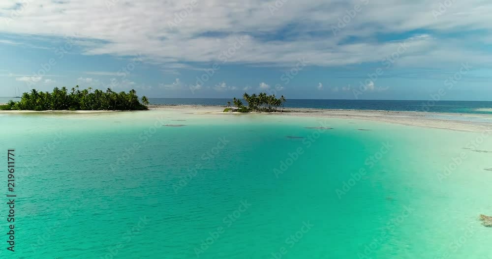 atoll in aerial view, French Polynesia atoll in aerial view, French Polynesia