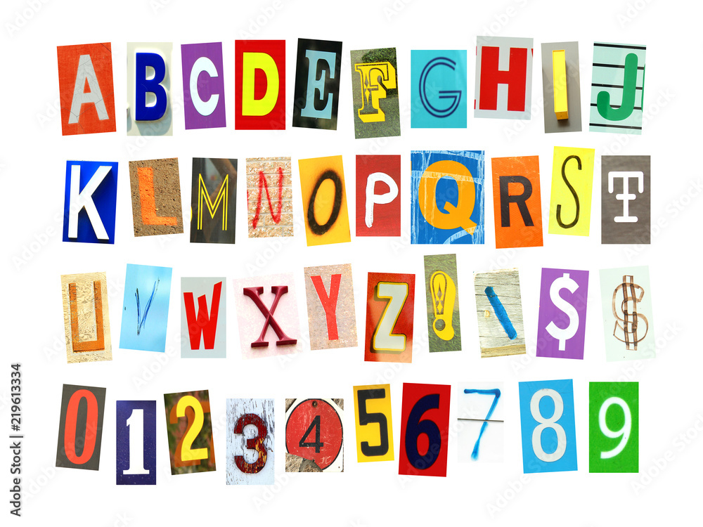 Colorfur newspaper alphabeth and number