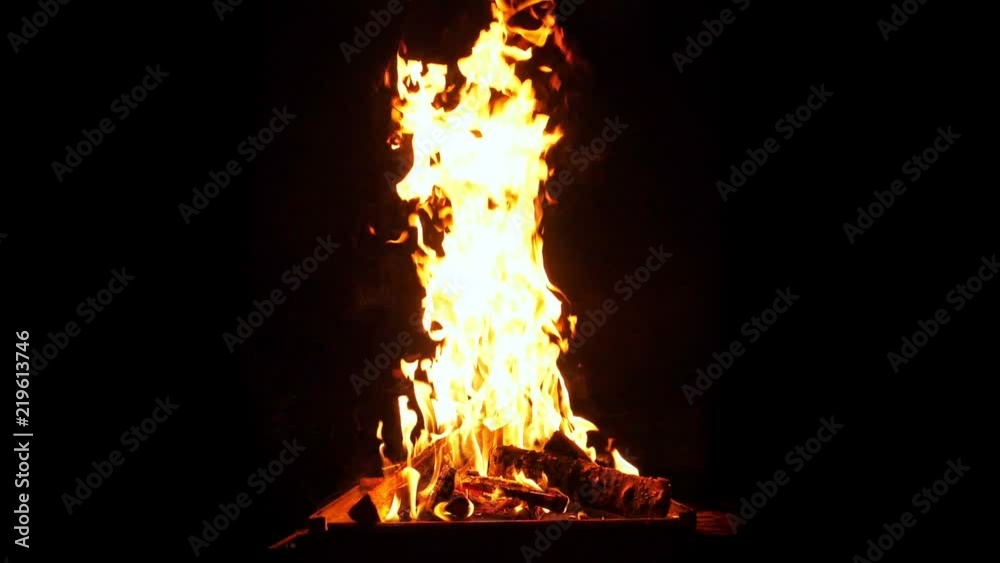 Slow motion of fire at bonfire in the dark Slow motion of fire at bonfire in the dark