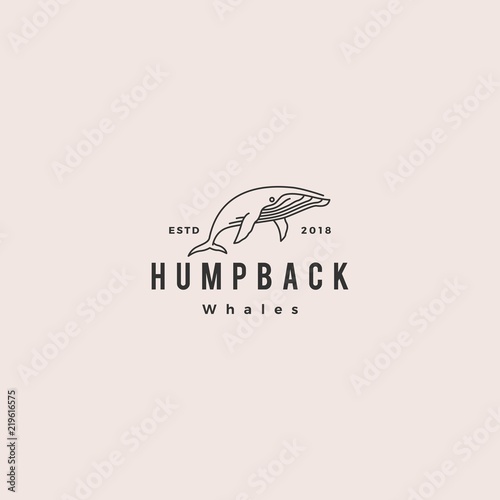 humpback whale logo hipster vintage retro icon vector illustration