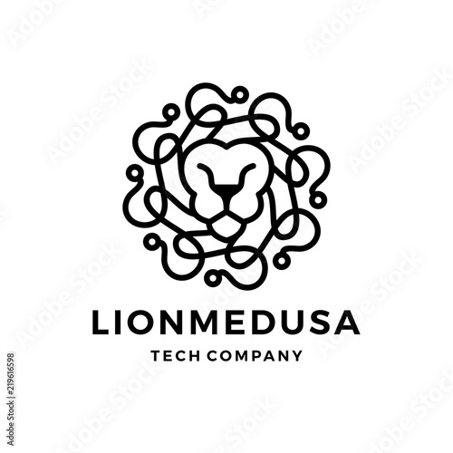 lion medusa gorgona tech logo vector icon illustration photo