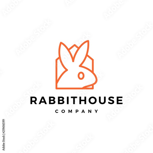 rabbit house home logo vector icon illustration