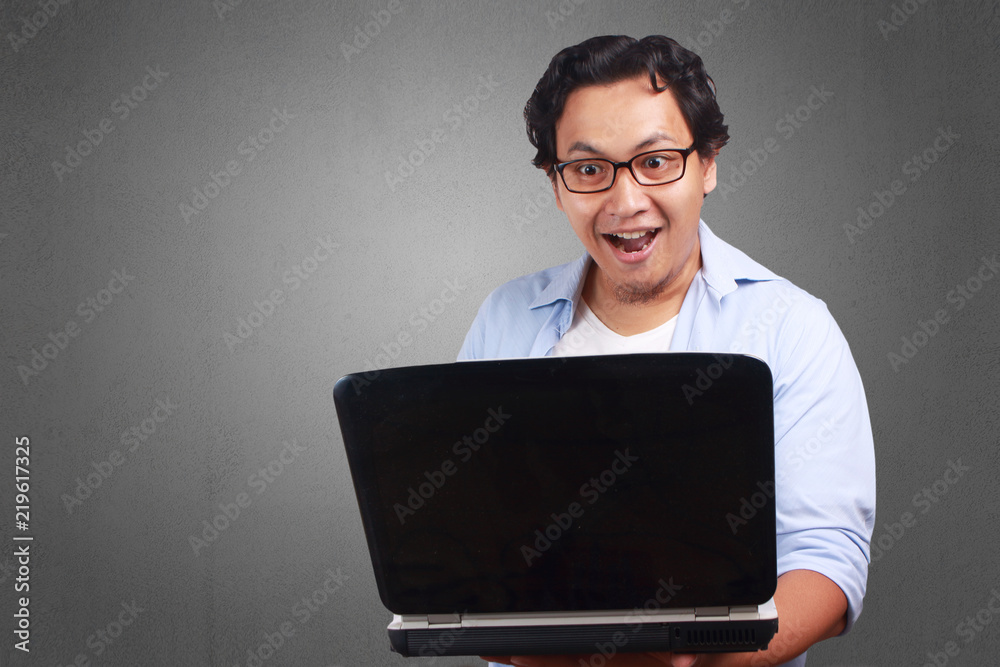 Young Man Smiling, Opened Mouth Expression Young Man Smiling, Opened Mouth Expression