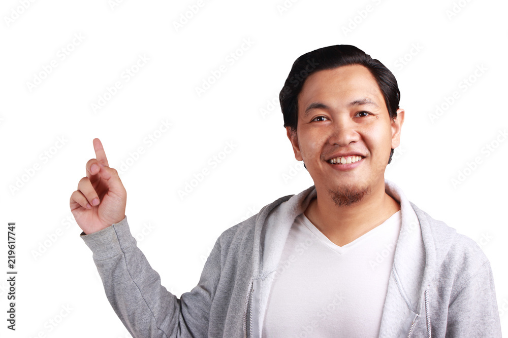 Young Man Showing Something, Appointing Gesture Young Man Showing Something, Appointing Gesture