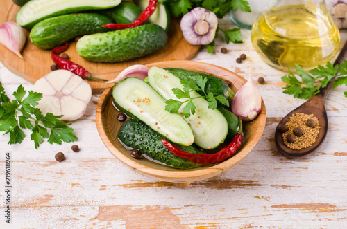 Traditional cucumber in marinade