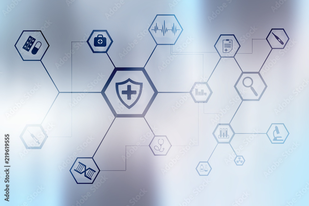 Medical concept on virtual screen. Healthcare. Online medical consultation and health check, EMR, EHR. Medical concept on virtual screen. Healthcare. Online medical consultation and health check, EMR, EHR.