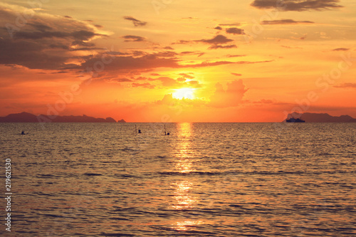 Beautiful sunset on the beach and sea at Koh-Samui in Surat Thani Province  Thailand