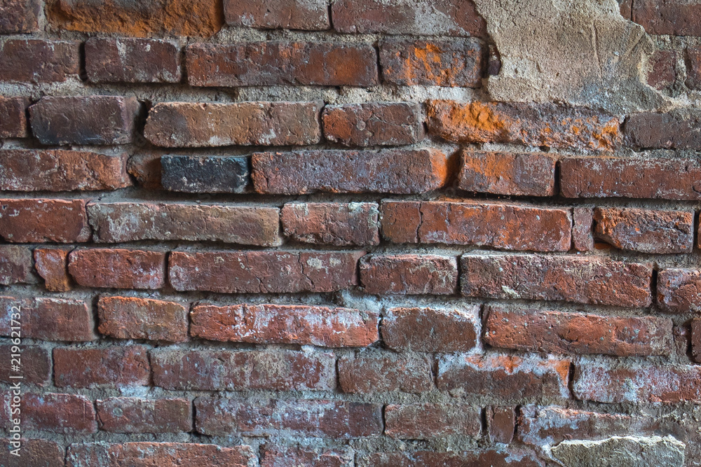 Fototapeta premium Broken brick walls with little plaster left
