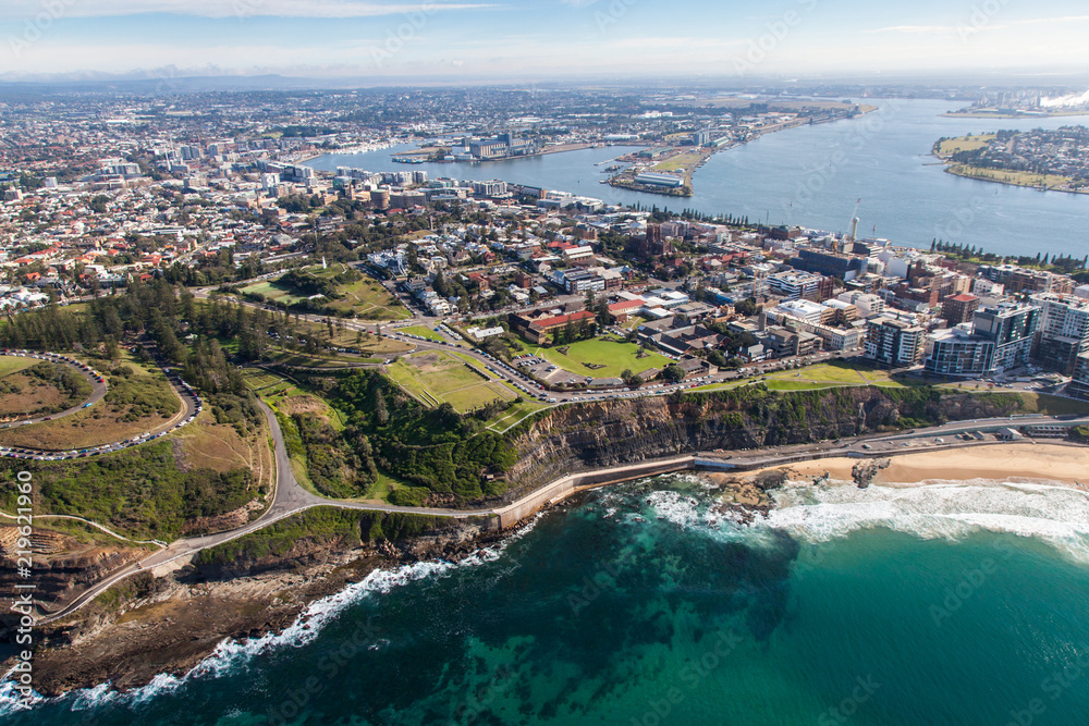 Newcastle Beach and City Aeral View. Newcastle located on the east coast of Australia just north of Sydney has some amazing coastline.