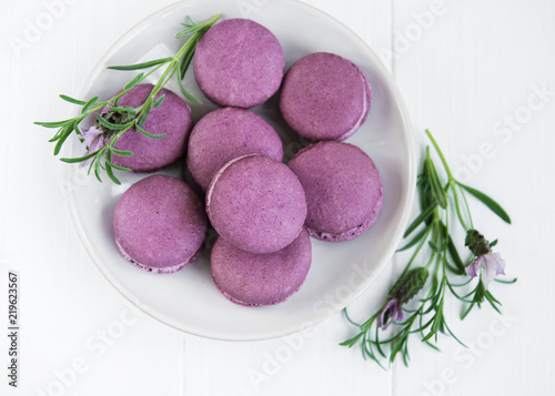 Plate with lavender macarons